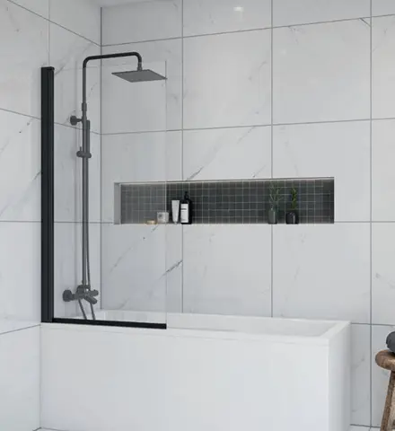 Badekarpakke  KVADRAT 150 m/LIAM badekarsvegg, sort matt