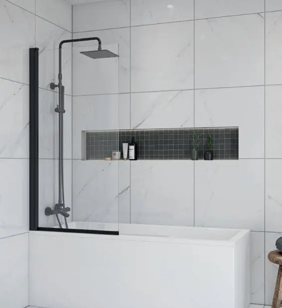 Badekarpakke  KVADRAT 150 m/LIAM badekarsvegg, sort matt 