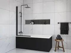 Badekarpakke med panel KVADRAT DUO 170 170x75x62cm (front&amp;ende) sort matt/hvit
