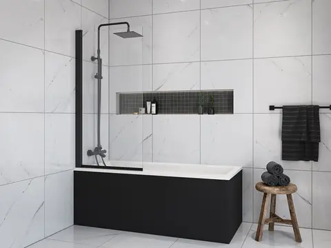 Badekarpakke med panel KVADRAT DUO 170 170x75x62cm (front&amp;ende) sort matt/hvit