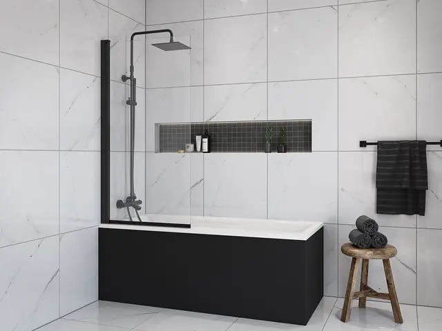 Badekarpakke med panel KVADRAT DUO 180 180x75x62cm (front&ende) sort matt/hvit 