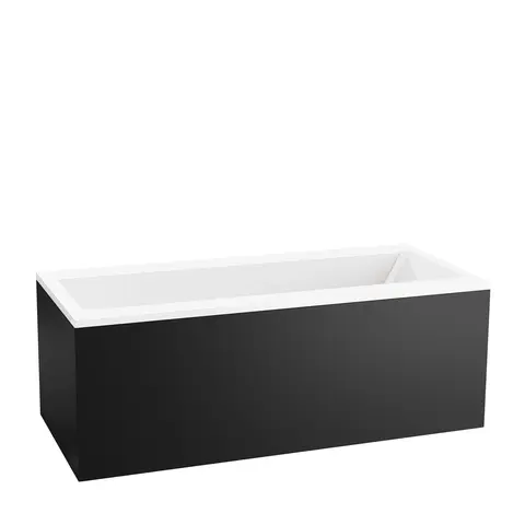 Badekarpakke med panel KVADRAT DUO 180 180x75x62cm (front&amp;ende) sort matt/hvit