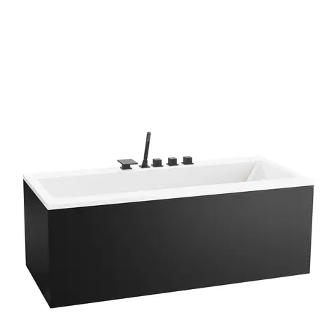 Badekarpakke med panel KVADRAT DUO 180 180x75x62cm (front&amp;ende) sort matt/hvit