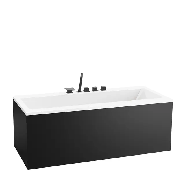 Badekarpakke med panel KVADRAT DUO 180 180x75x62cm (front&ende) sort matt/hvit 