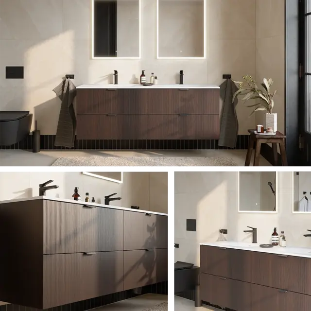 Servantskap rille MIE 90 90x46x57cm mørk eik 