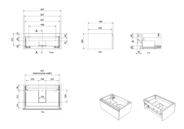 Servantskap trend MIE DEMI 80 80x46x29cm plomme lakk servant x1 