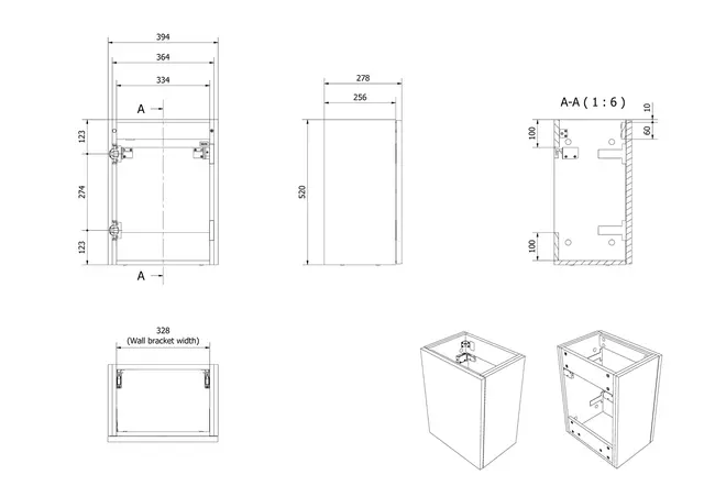 Servantskap slett MIE 40 40x28x52cm hvit matt lakk 