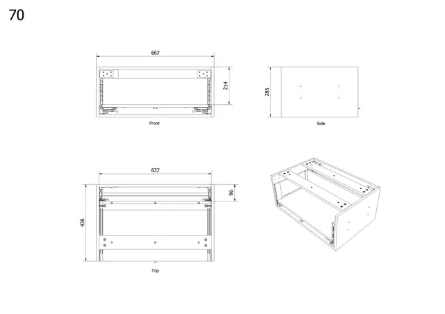 Sideskap fingergrep MIE DEMI 70 70x46x29cm lys eik pvc 