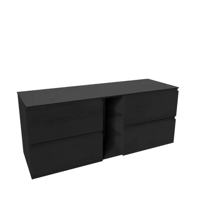 Servantskap fingergrep hylle MIE 200 200x46x57cm sort eik 
