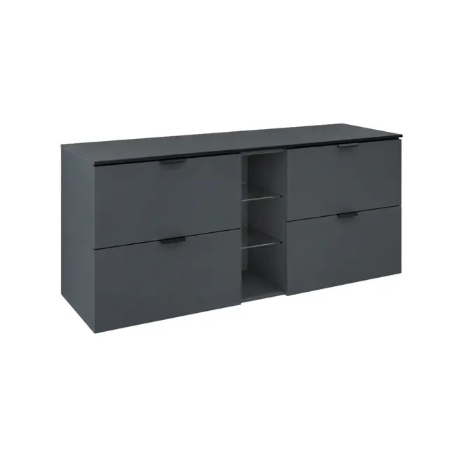 Servantskap slett hylle MIE 140 140x46x57cm mørk grå lakk 