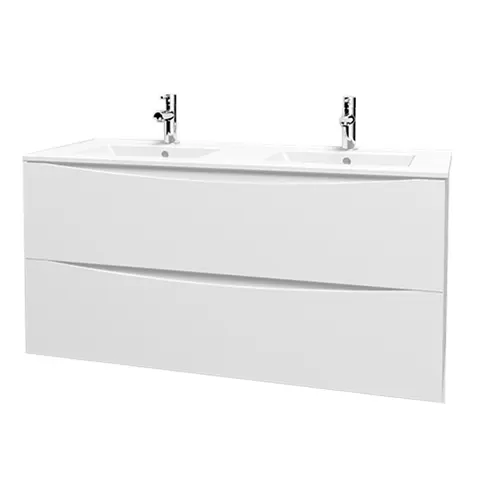 Servantskap ELI 120dbl med BEA servant 120x46x57cm hvit pvc hvit porselen