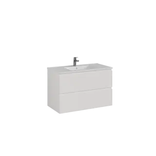 Servantskap ELI 90 med BEA servant 90x46x57cm hvit melamin hvit porselen