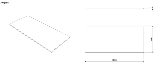 Benkeplate tosidig HPL 100 100x46cm grå og sort 