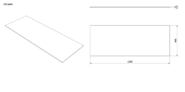 Benkeplate tosidig HPL 120 120x46cm grå og sort 