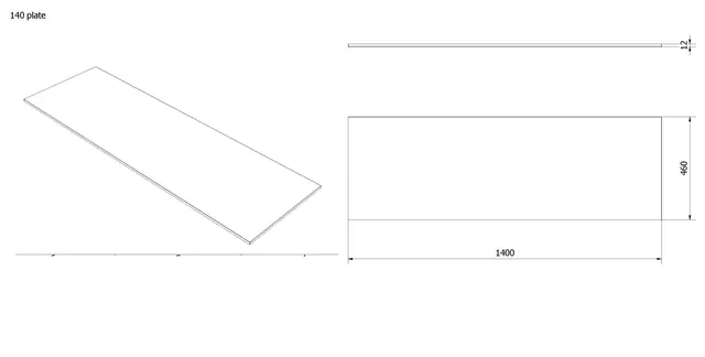 Benkeplate tosidig HPL 140 140x46cm grå og sort 
