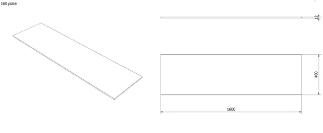 Benkeplate tosidig HPL 160 160x46cm grå og sort 