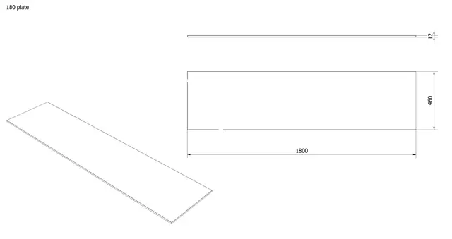 Benkeplate tosidig HPL 180 180x46cm grå og sort 