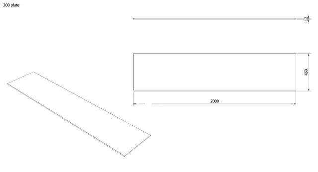 Benkeplate tosidig HPL 200 200x46cm grå og sort 