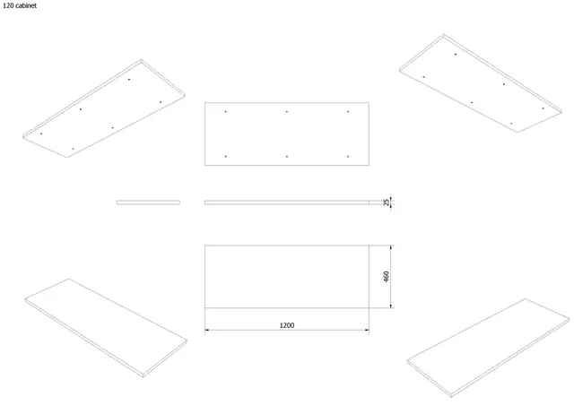 Benkeplate MDF 120 120x46cm lys eik pvc 