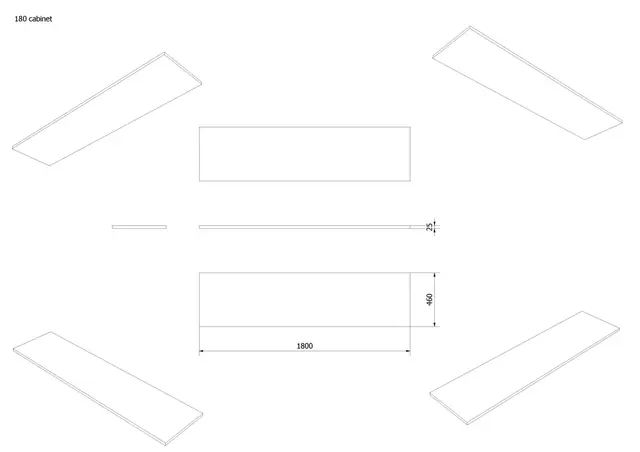 Benkeplate MDF 180 180x46cm lys eik pvc 