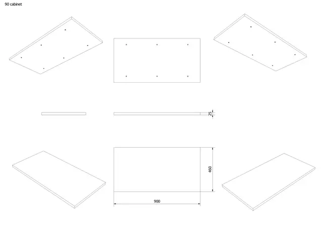 Benkeplate MDF 90 90x46cm sort eik pvc (topp kommode) 