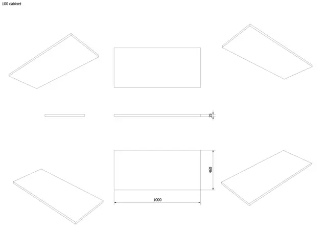 Benkeplate MDF 100 100x46cm lys grå pvc 