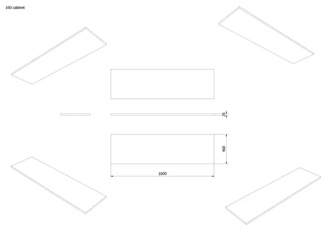 Benkeplate MDF 160 160x46cm lys grå pvc 