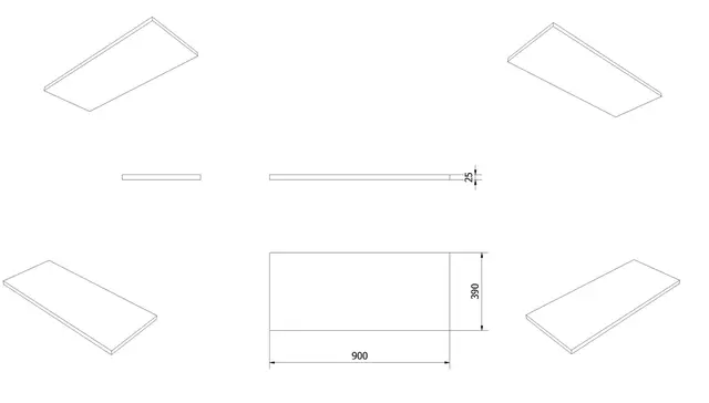 Benkeplate MDF 90 slim 90x39cm hvit matt pvc 