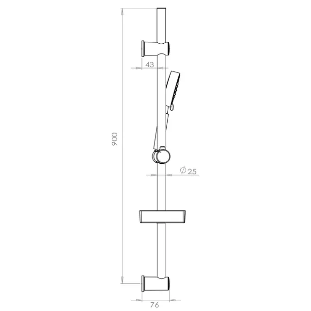 Dusjsett justerbart FRIDA max 88cm c/c  krom 