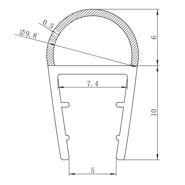Pakningslist dusjdør MATS nisje 6mm glass til vegg klar pvc 