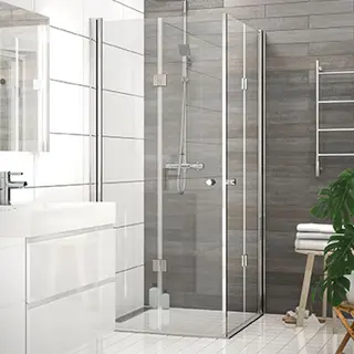 Dusjhjørne leddet MATS 90x90 90x90x195cm sølv/klar
