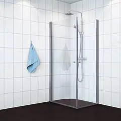 Dusjhj&#248;rne rett MATS 70x80 70x80x195cm s&#248;lv/klar