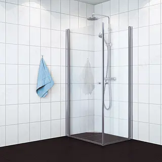 Dusjhjørne rett MATS 70x90 70x90x195cm sølv/klar