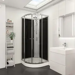VikingBad Roma dusjkab 90x90x211 Pluss Gr&#229; profiler, sort glass