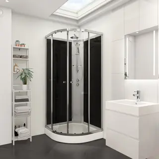 VikingBad Roma dusjkab 90x90x211 Pluss Gr&#229; profiler, sort glass