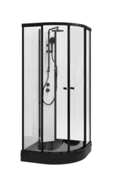 Dusjkabinett SOFIA pluss 100x100 100x100x210cm hvit s&#248;yle sort/klar