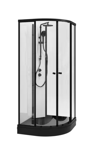 Dusjkabinett SOFIA pluss 100x100 100x100x210cm hvit s&#248;yle sort/klar