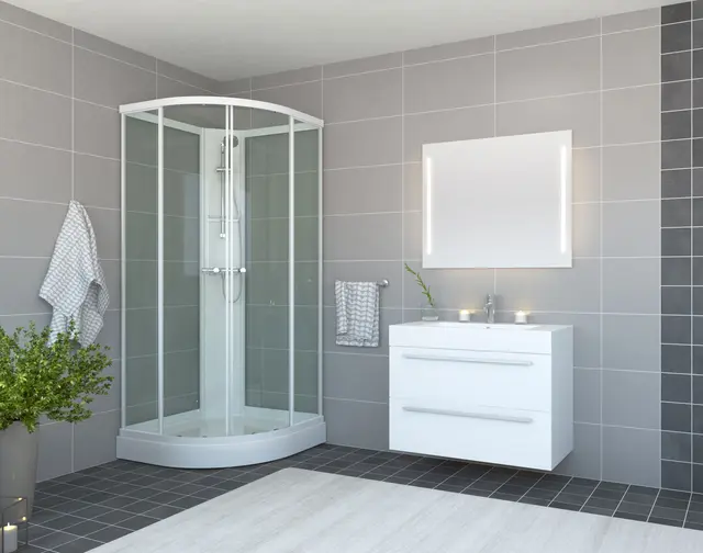 Dusjkabinett ROMA basic 90x90 lav 90x90x190cm hvit/klar 