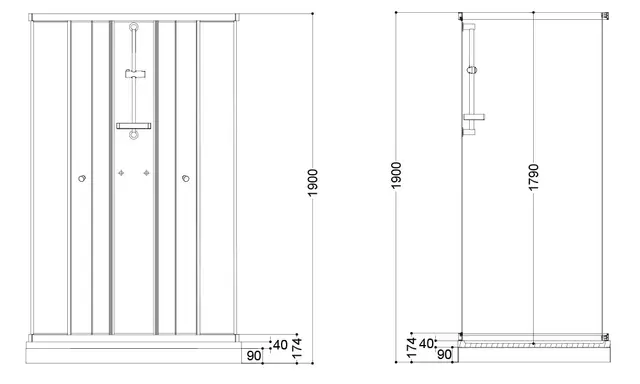 Dusjkabinett ROMA basic 90x90 lav 90x90x190cm hvit/klar 
