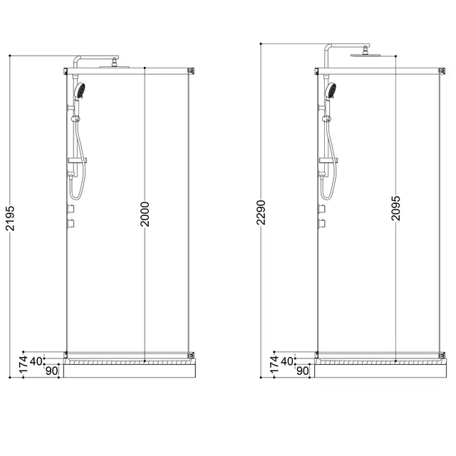 VikingBad Roma dusjkab 90x90x211 Pluss Grå profiler, sort glass 