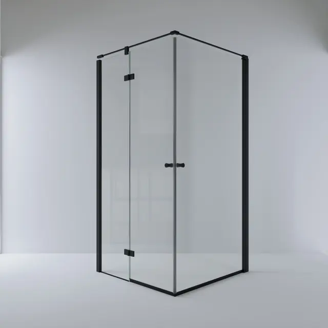 Liam hjørne dør på fastfelt+dør 100x100 sort matt 