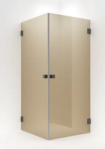 Dusjhj&#248;rne rett EMIL 90x90 90x90x200cm bronse glass b&#248;rstet gr&#229;