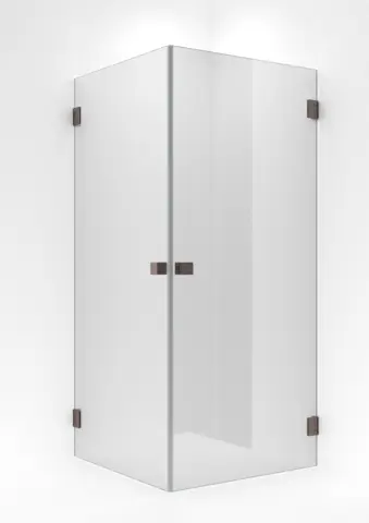 Dusjhj&#248;rne rett EMIL 90x90 90x90x200cm klart glass b&#248;rstet ros&#232;gull