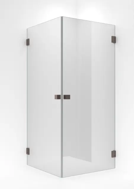 Dusjhjørne rett EMIL 90x90 90x90x200cm klart glass børstet rosègull 