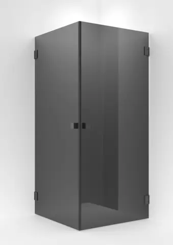 Dusjhj&#248;rne rett EMIL 90x90 90x90x200cm sotet glass b&#248;rstet gr&#229;