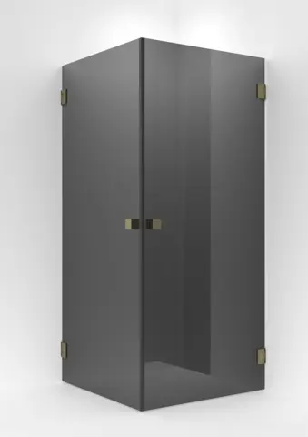 Dusjhj&#248;rne rett EMIL 90x90 90x90x200cm sotet glass b&#248;rstet messing