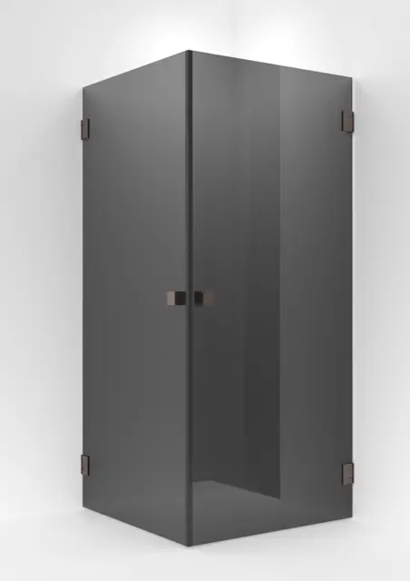 Dusjhjørne rett EMIL 90x90 90x90x200cm sotet glass børstet rosègull 