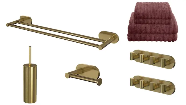 Pakke, stor - Luna rund med håndklær børstet messing (se info) 