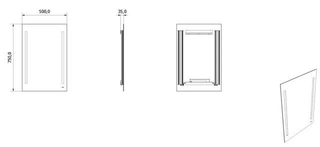 Speil EVA 50 50x75cm led-lys 