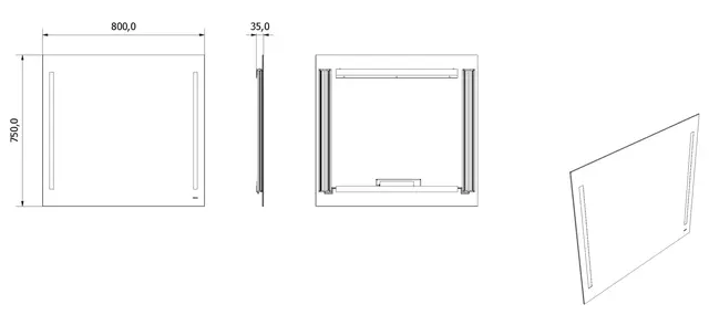 Speil EVA 80 80x75cm led-lys 